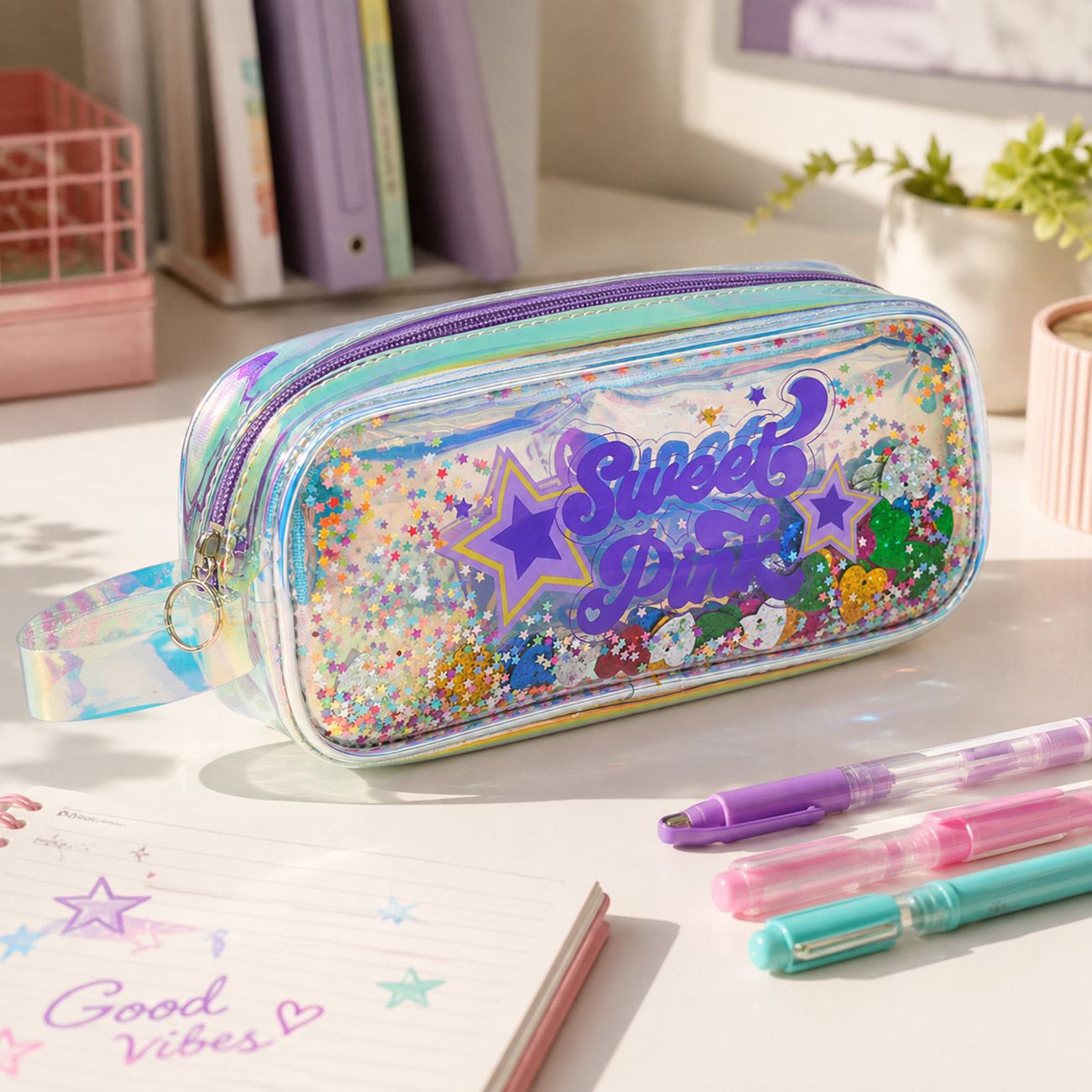 Penar Oval Holografic Sweet Pink 22x5,5x10cm - poza 2