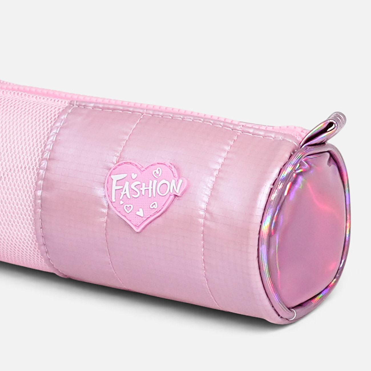 Penar Cilindric Puffy Roz cu Pompon 21x9x8cm - poza 3