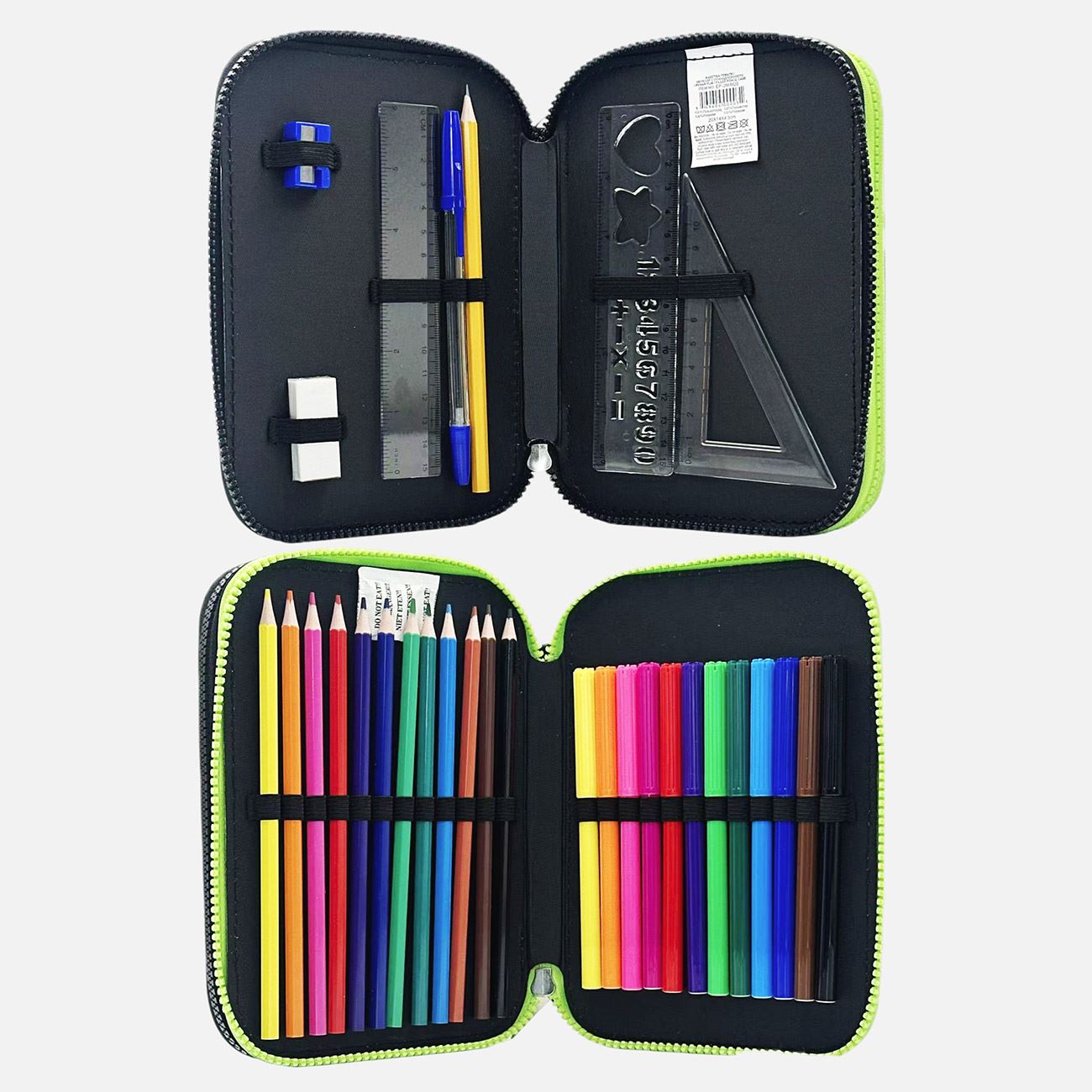 Penar Dublu Echipat Negru Verde Lime cu Motocicleta 14x4,5x20cm - poza 2