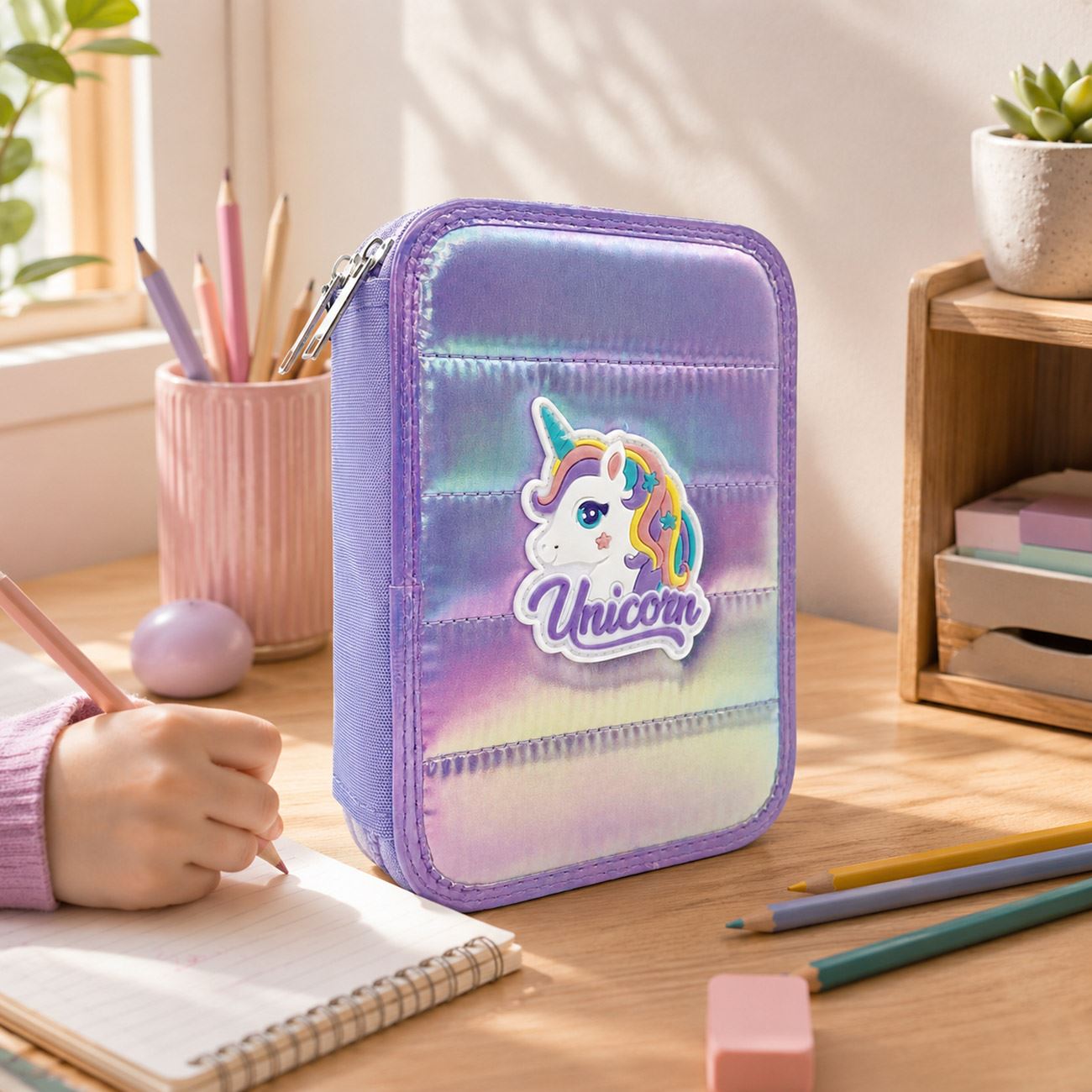 Penar Dublu Echipat Lila Stralucitor Unicorn 14x4,5x20cm - poza 2