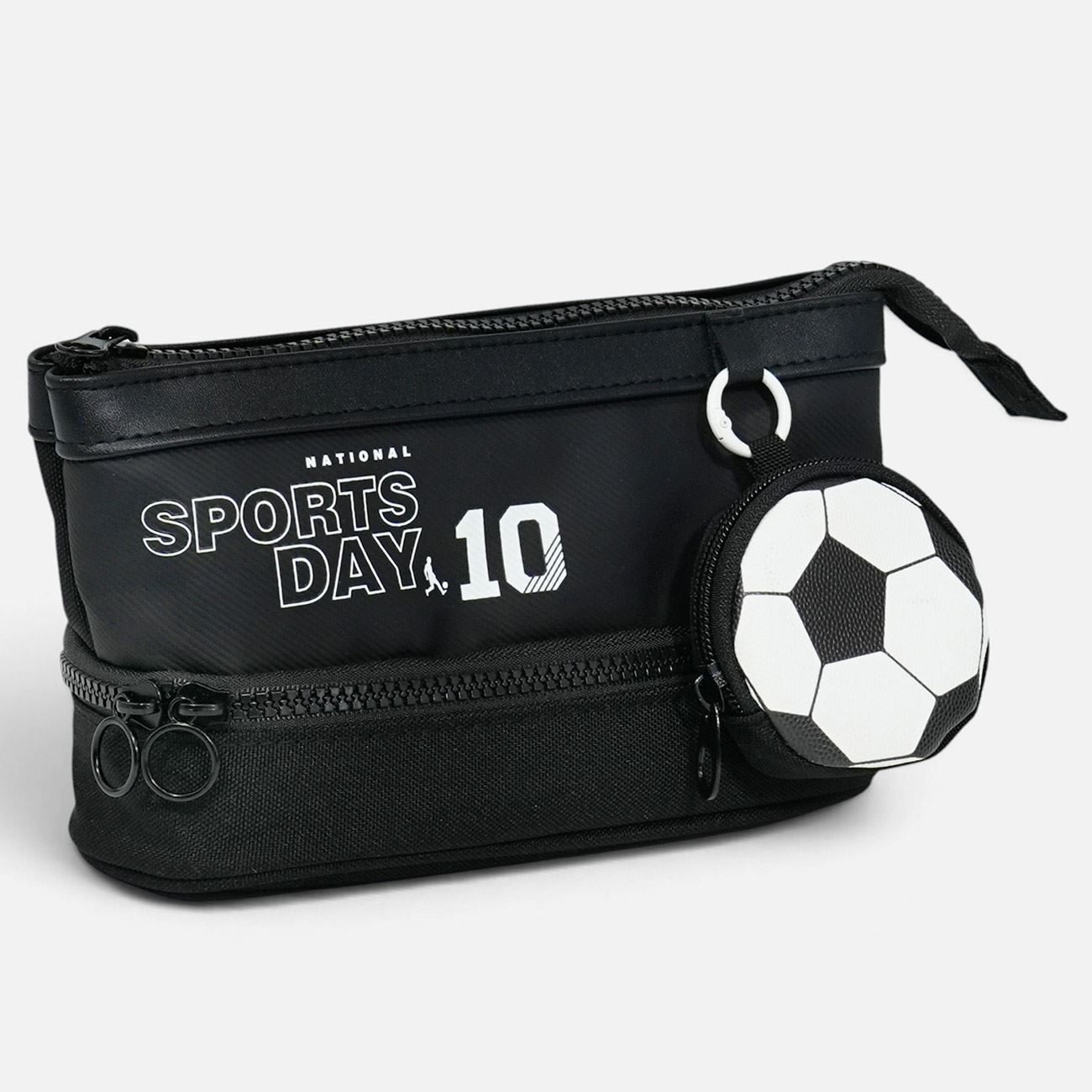 Penar Oval Negru cu Portofel Minge de Fotbal 20x8x12cm