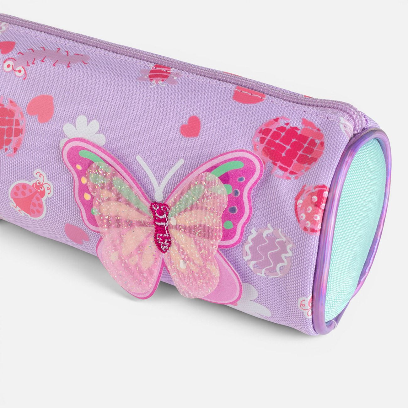 Penar Cilindric Lila cu Fluture 3D 21x8x8cm - poza 3