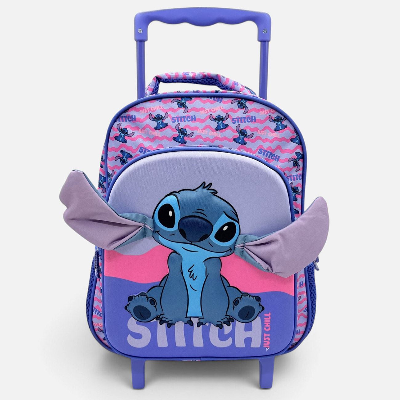 Ghiozdan Troler pentru Gradinita Lila Stitch cu Urechi 3D