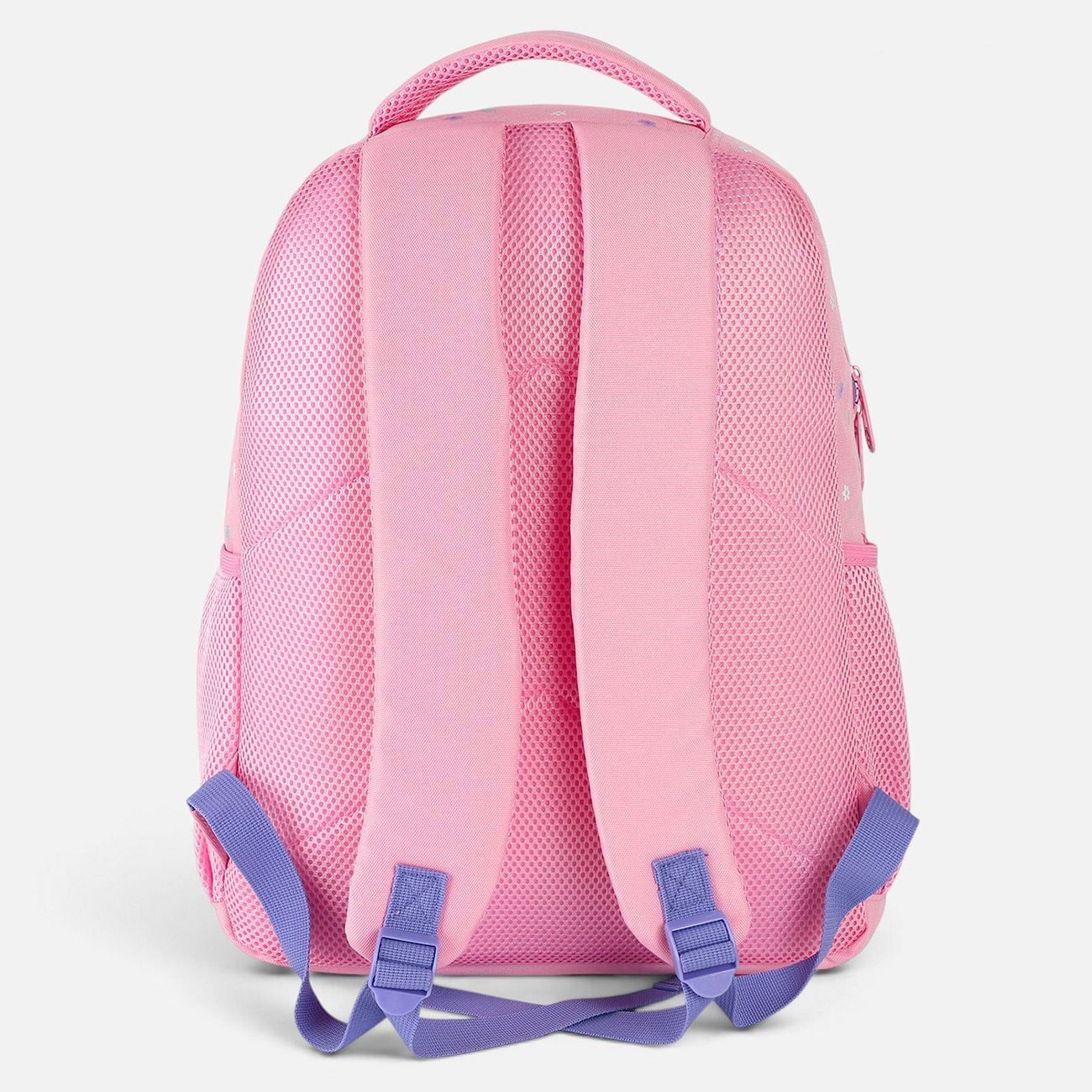 Ghiozdan Roz Puffy cu Floare & Breloc Pompon "Happy" pentru Scoala Primara - 30x17x41cm - poza 5