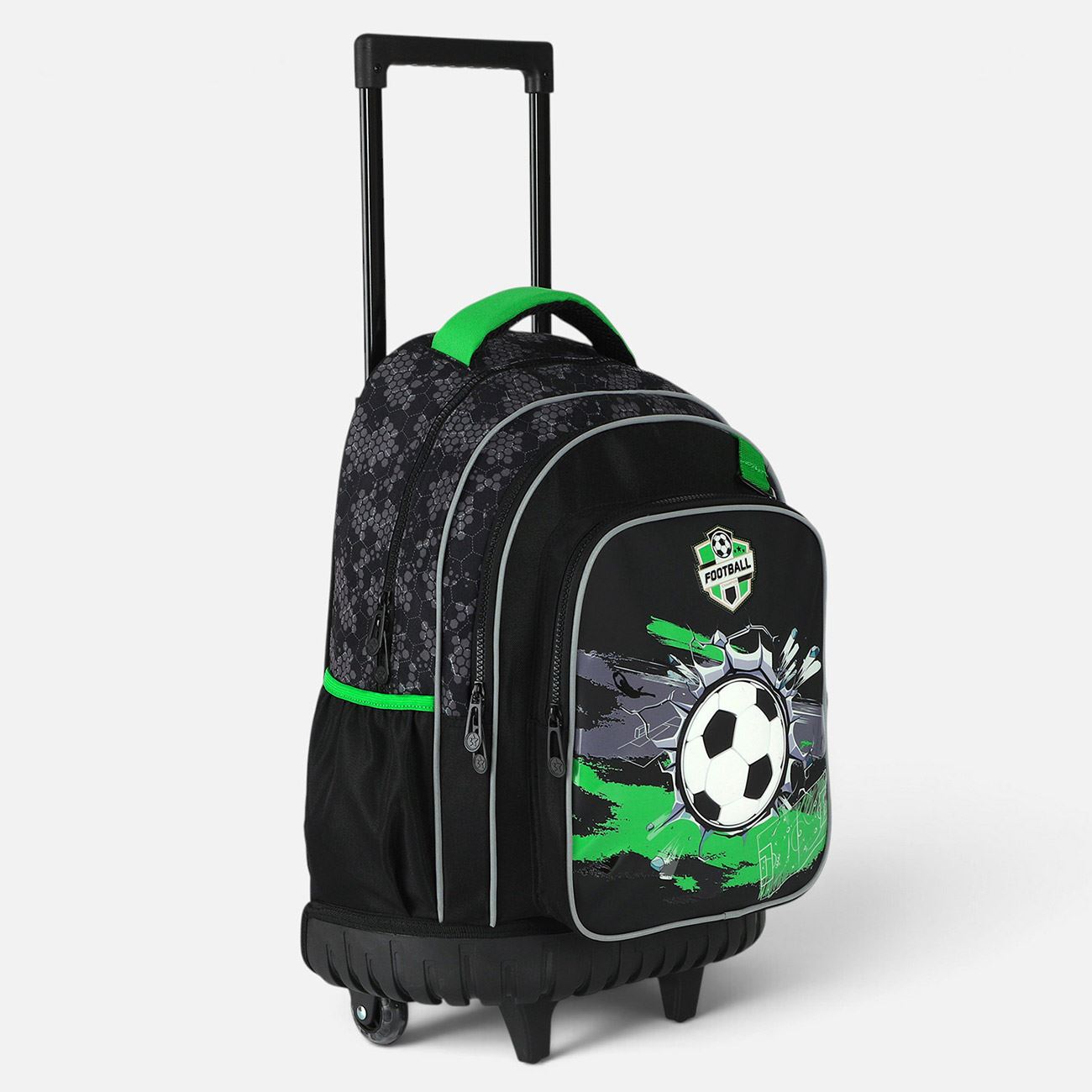 Ghiozdan Troler Negru & Verde Minge de Fotbal pentru Clasele Primare 33x22x47cm - poza 3