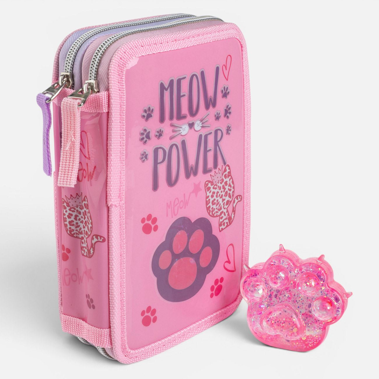 Penar Echipat Dublu Roz "Meow" cu Squeeze in Forma de Labuta 12,5x4,5x19,5cm - poza 2