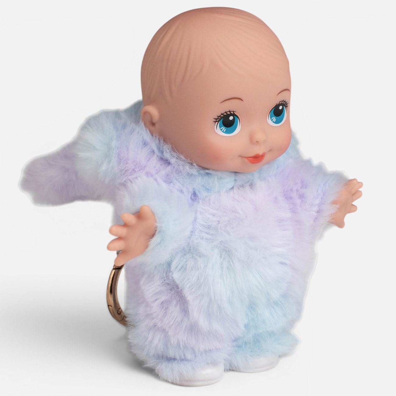 Mini Bebelus Imbracat in Iepuras Bleu & Lila cu Breloc 19cm - poza 3