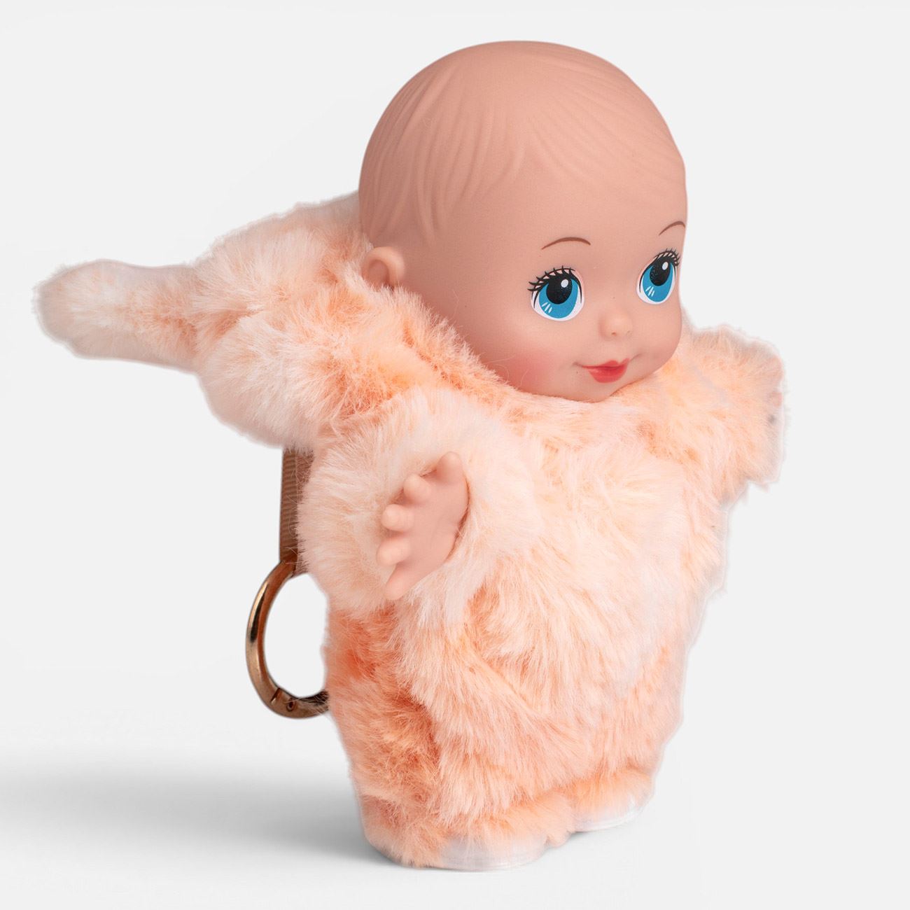 Mini Bebelus Imbracat in Iepuras Somon cu Breloc 19cm - poza 3
