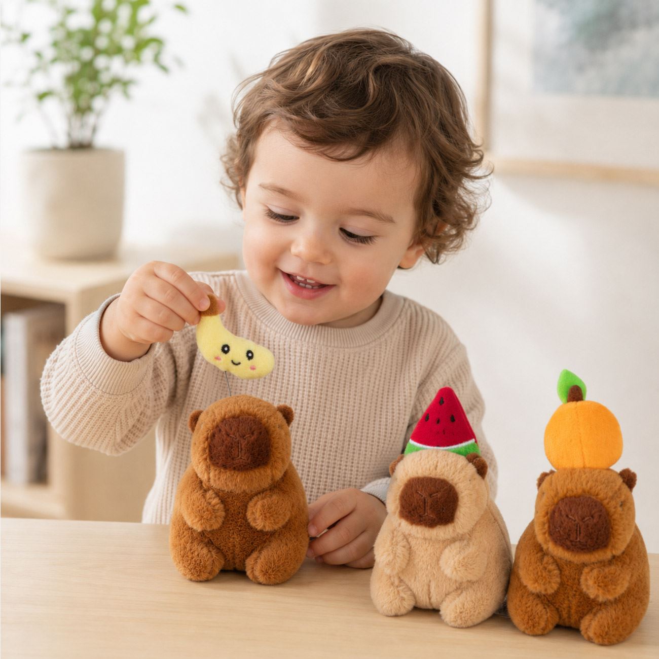 Jucarie de Plus Capybara cu Fructe 15cm - poza 2