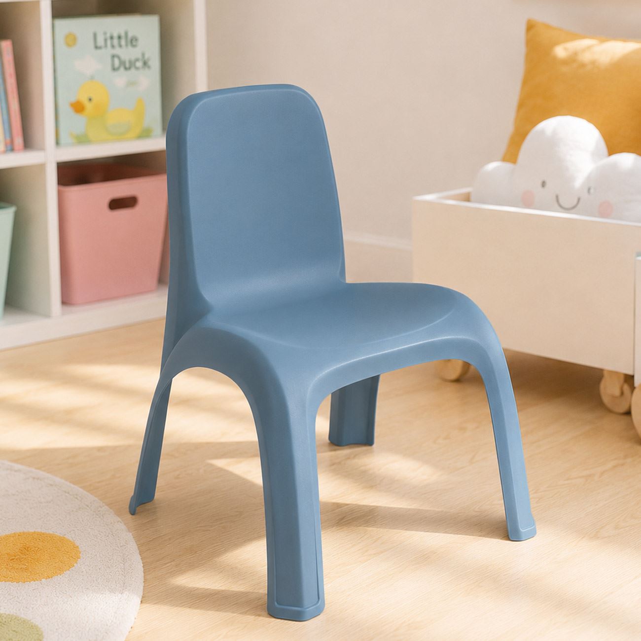 Scaun pentru Copii din Plastic Albastru Mat fara Brate 38x44x52cm