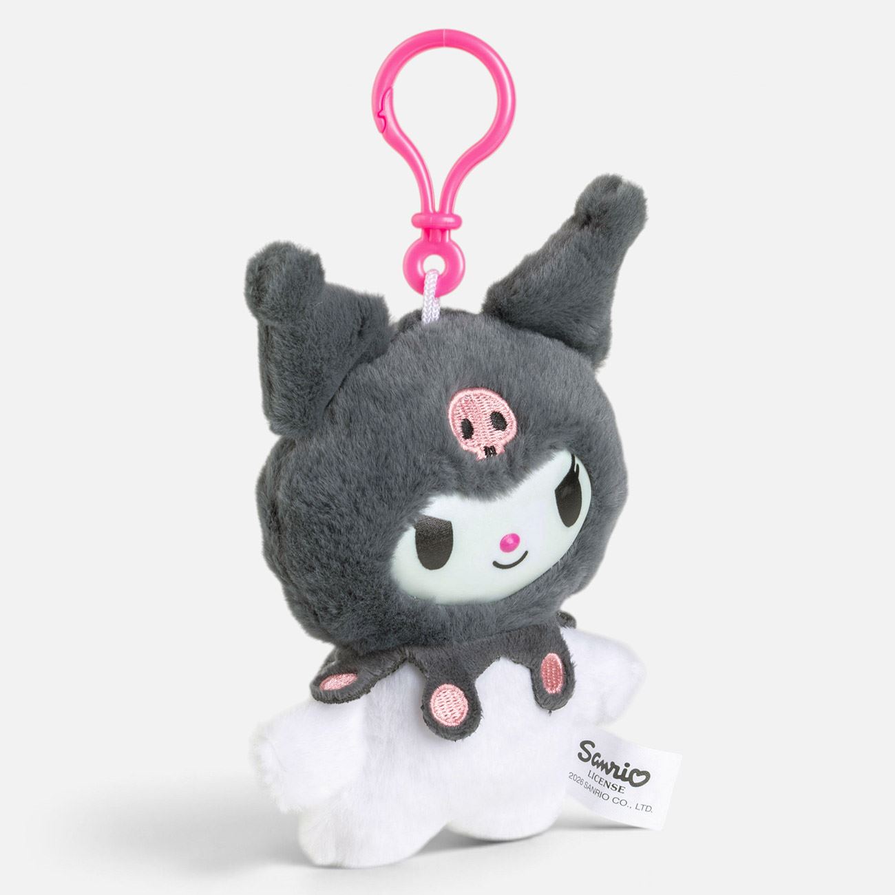 Figurina de Plus Kuromi Gri cu Clama 18cm - poza 3
