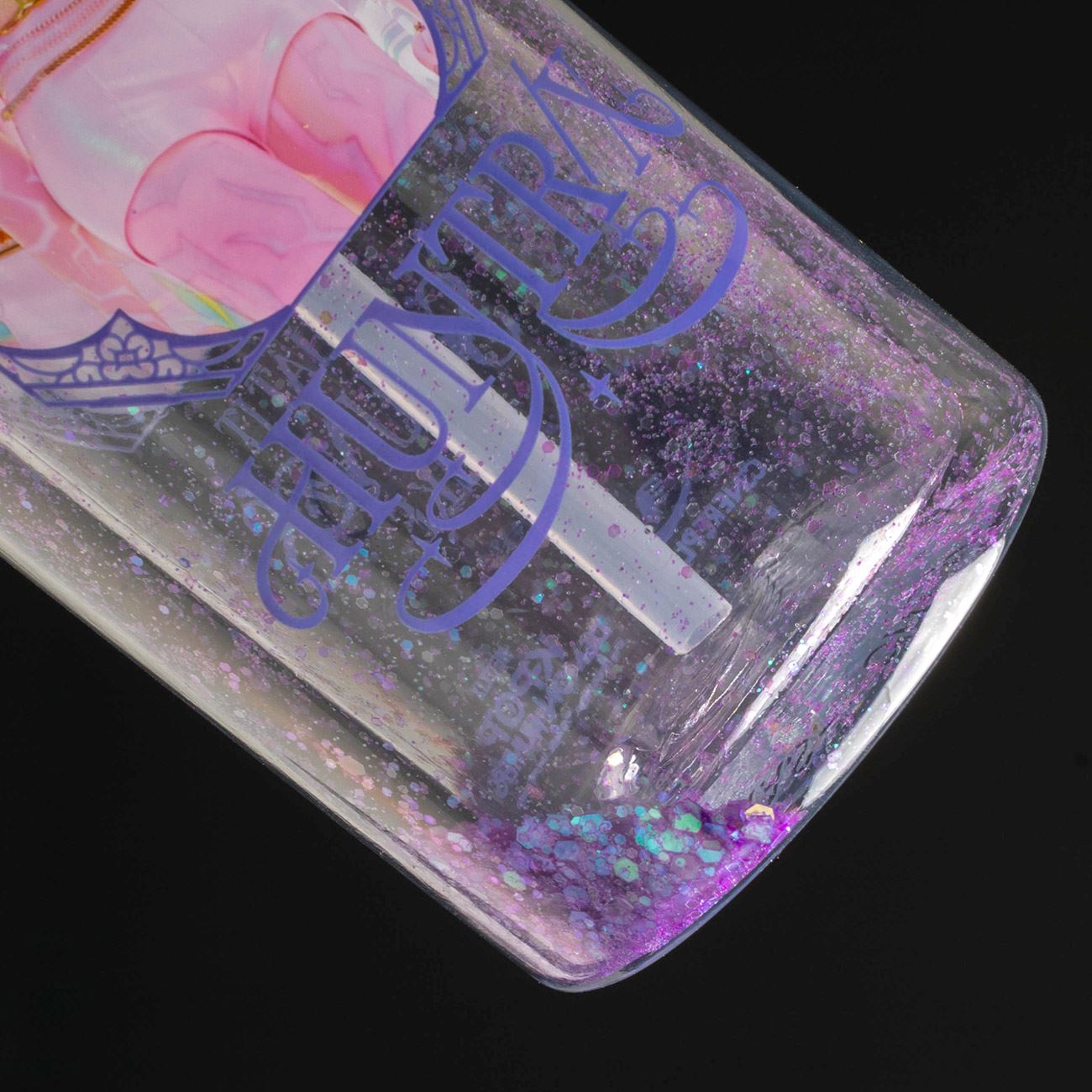 Sticla de Apa pentru Copii din Plastic Flip Top Transparenta Lila K-POP Confetti 600ml - poza 3