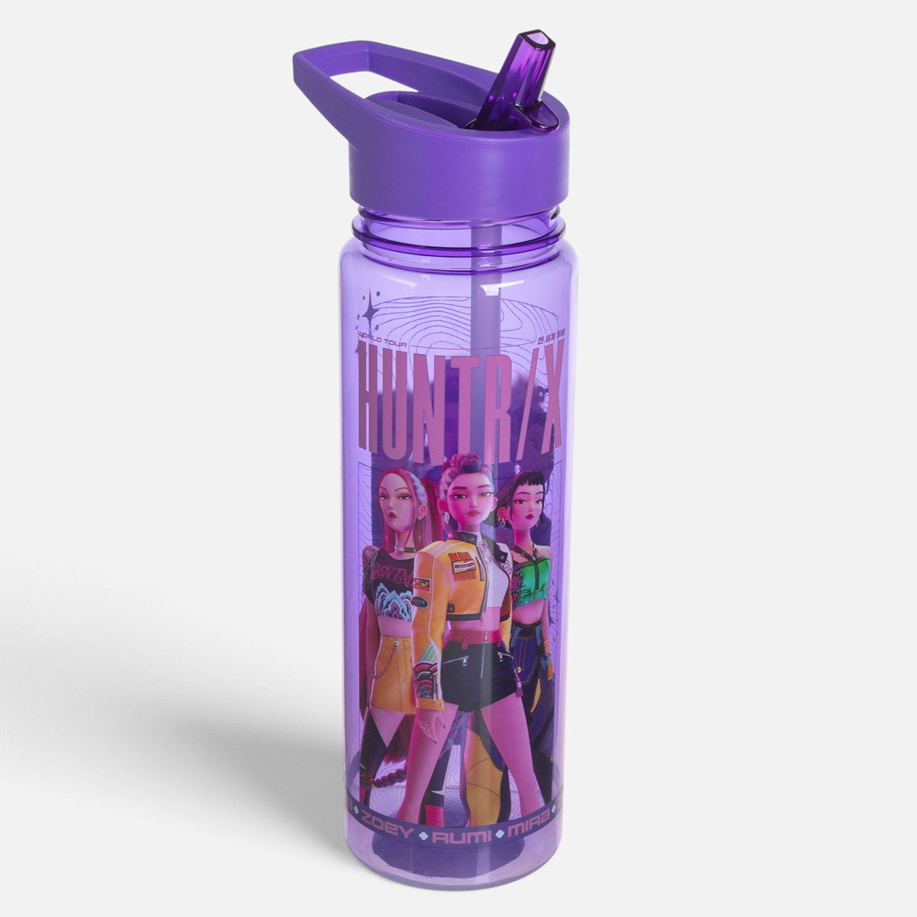 Sticla Apa Flip Top Transparenta & Mov din Plastic K-POP 650ml
