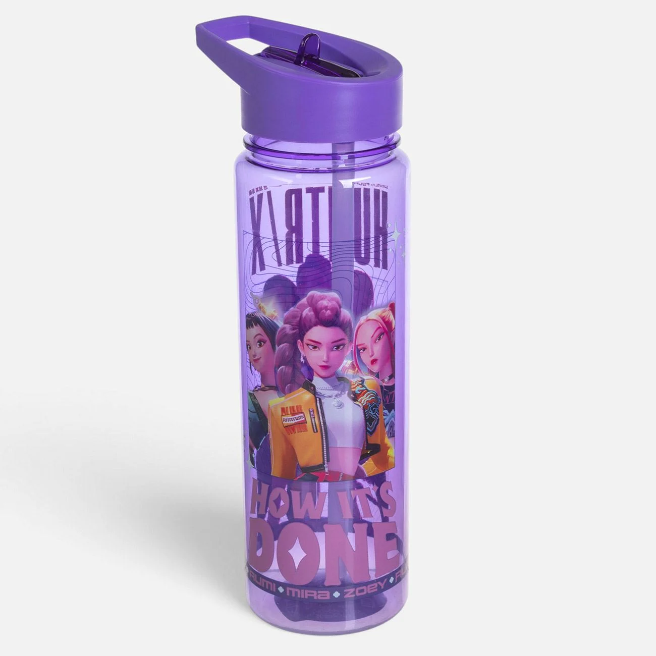 Sticla Apa Flip Top Transparenta & Mov din Plastic K-POP 650ml - poza 2