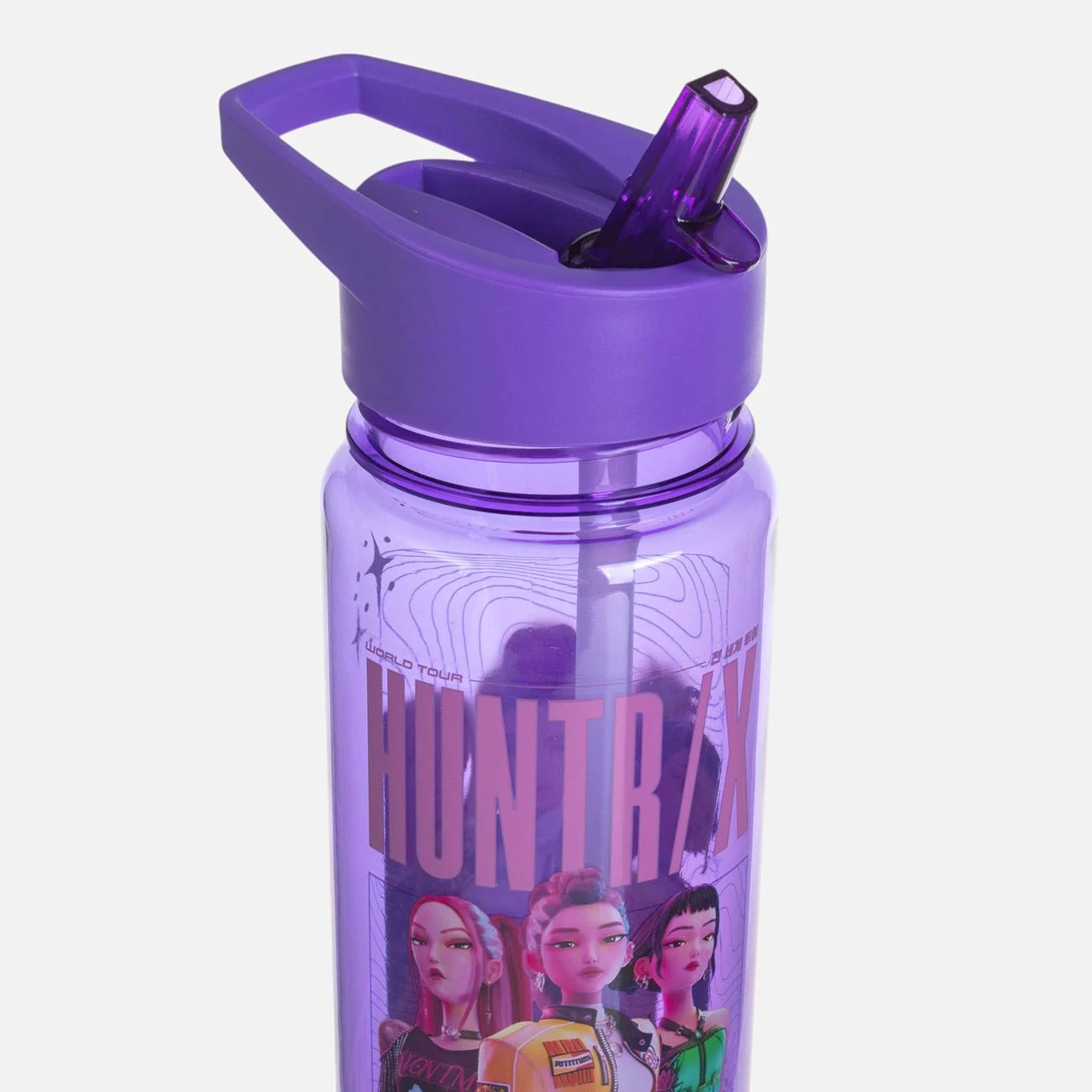 Sticla Apa Flip Top Transparenta & Mov din Plastic K-POP 650ml - poza 3