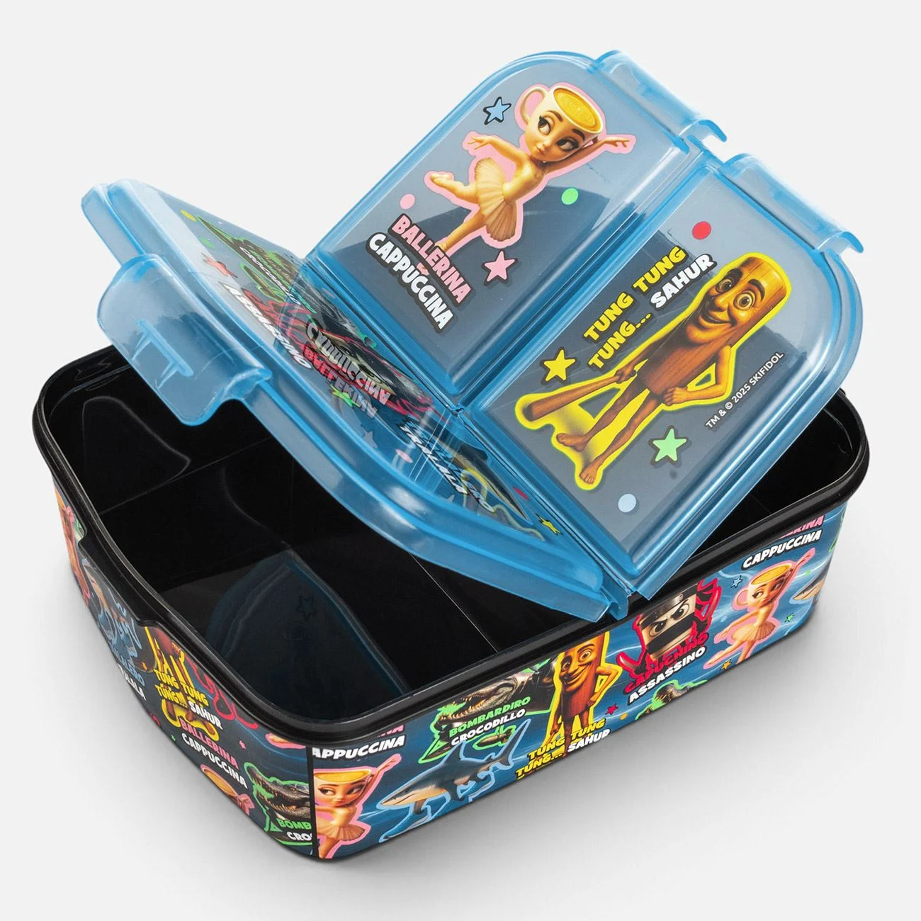 Caserola din Plastic cu 3 Compartimente Brainrot pentru Copii - 790ml - poza 2