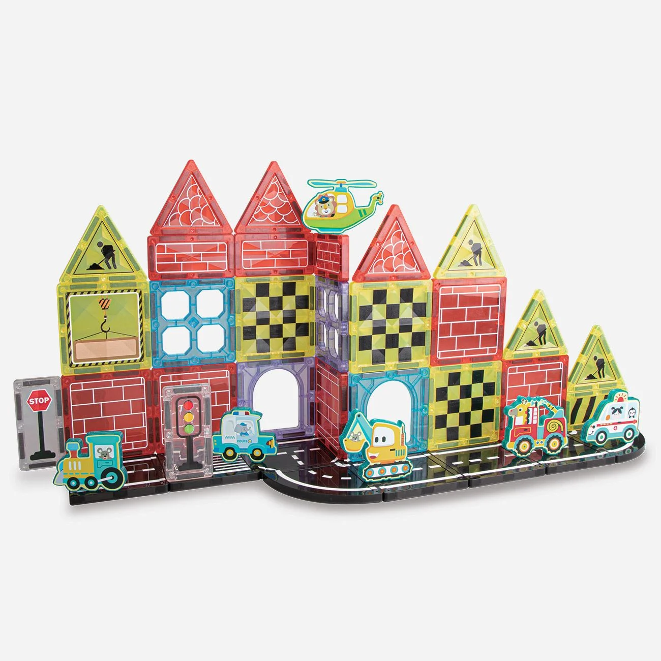 Cuburi Magnetice Colorate Oras cu Vehicule - 55 piese - poza 2