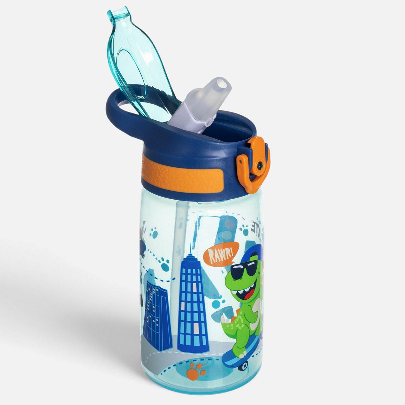 Sticla Pop Up Albastra Dinozaur pentru Copii 500ml - poza 2