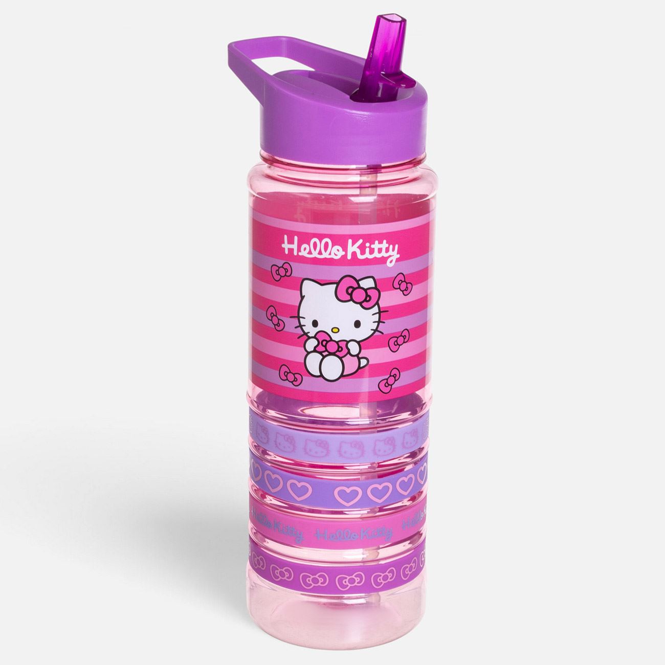 Sticla din Plastic Flip Top Roz cu Funda Hello Kitty pentru Copii 700ml