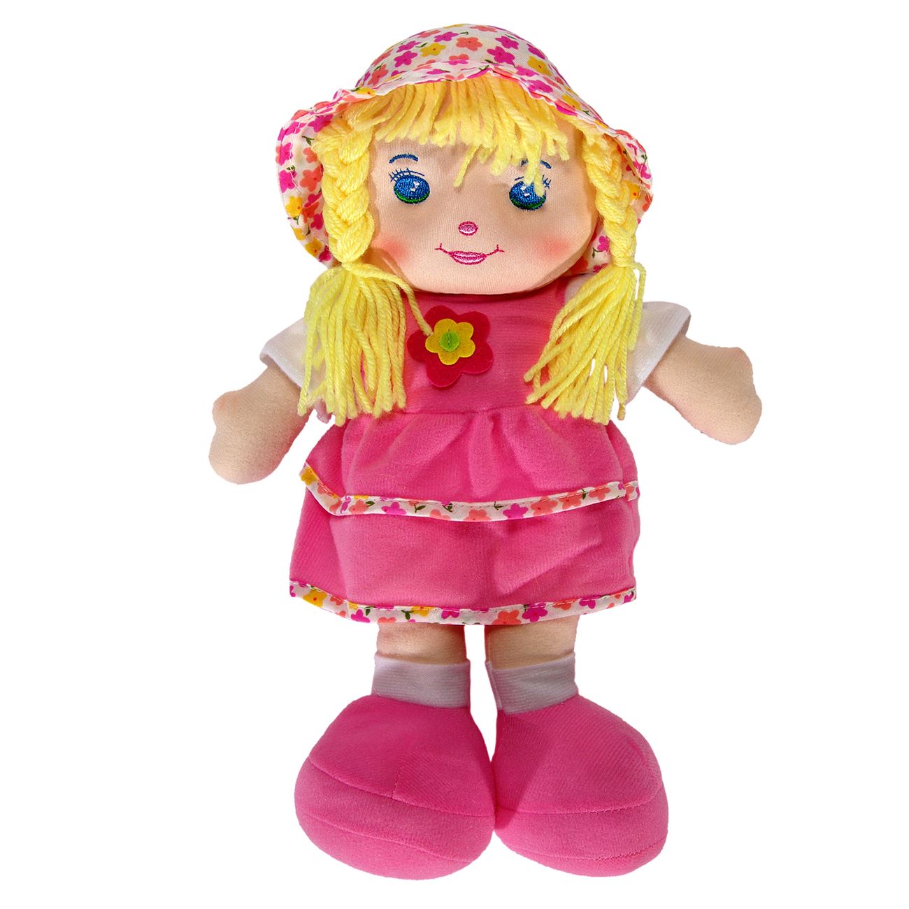 Papusa Textila cu Rochie Roz 30cm