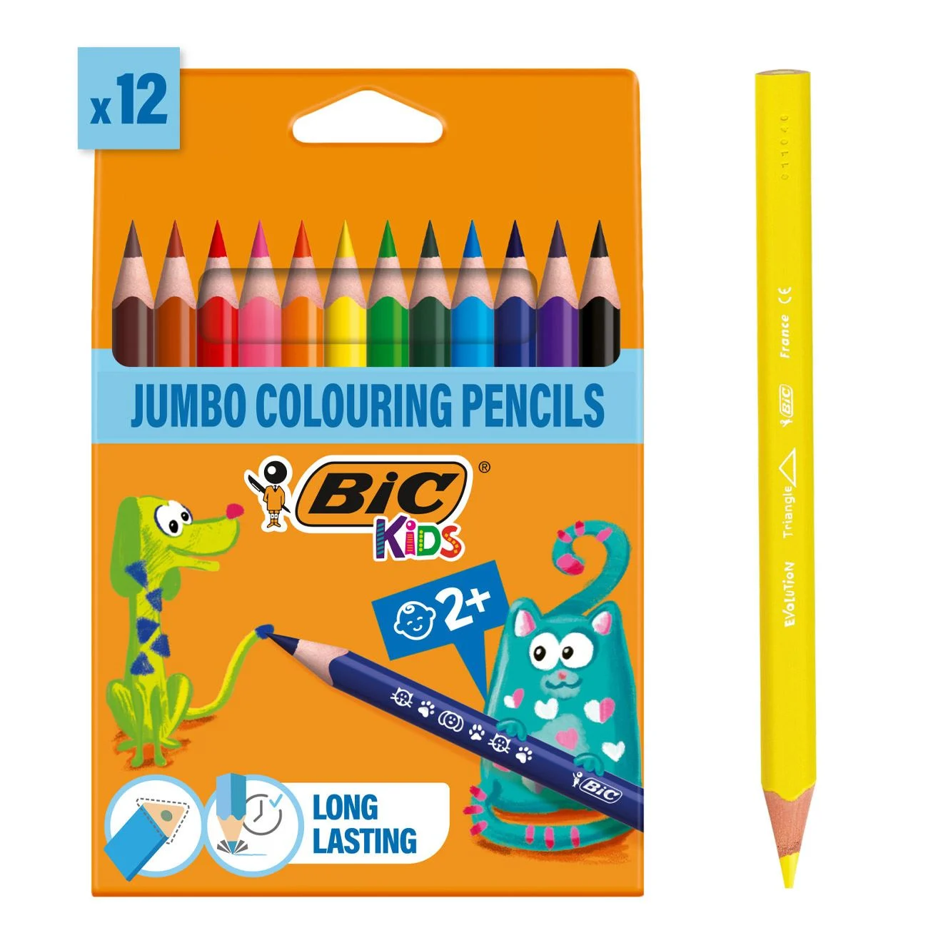 Set Creioane colorate Groase Triunghiulare BIC - 12buc