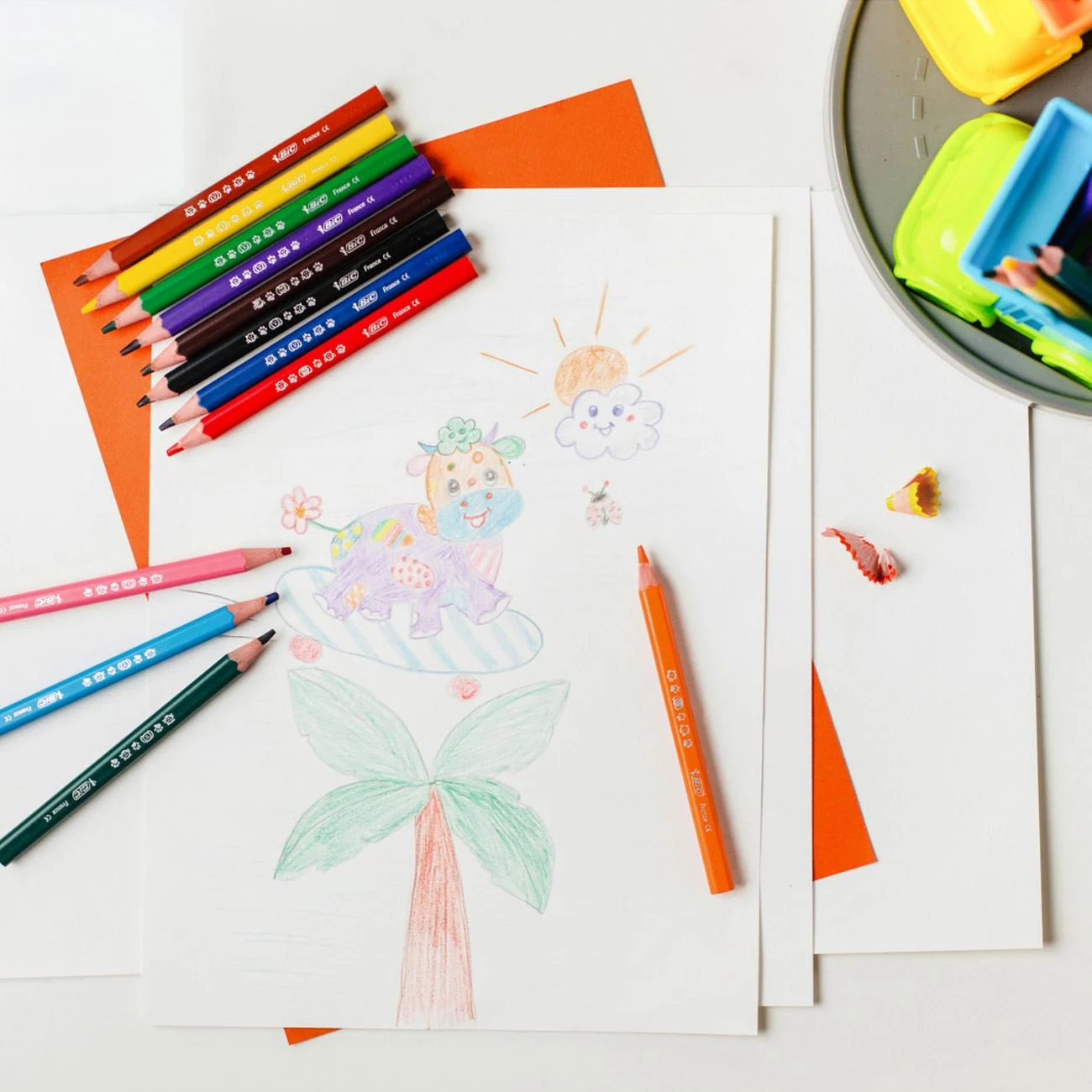Set Creioane colorate Groase Triunghiulare BIC - 12buc - poza 2