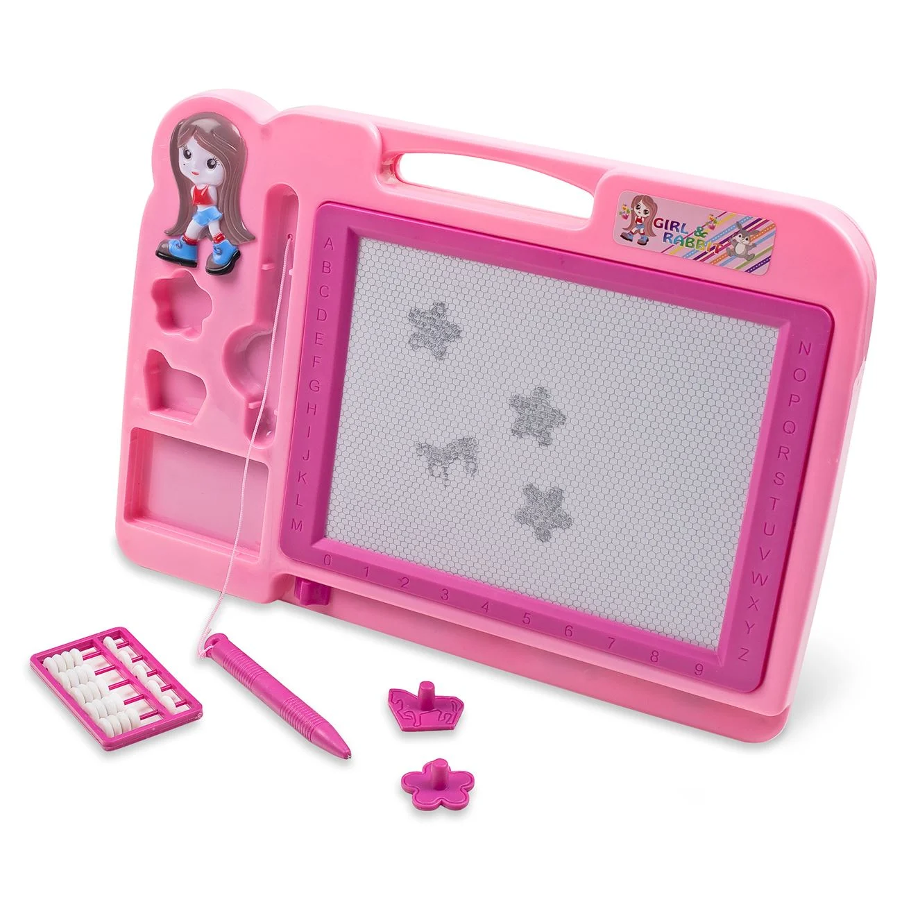Tabla Magnetica Dubla pentru Desen Roz - 21x30cm
