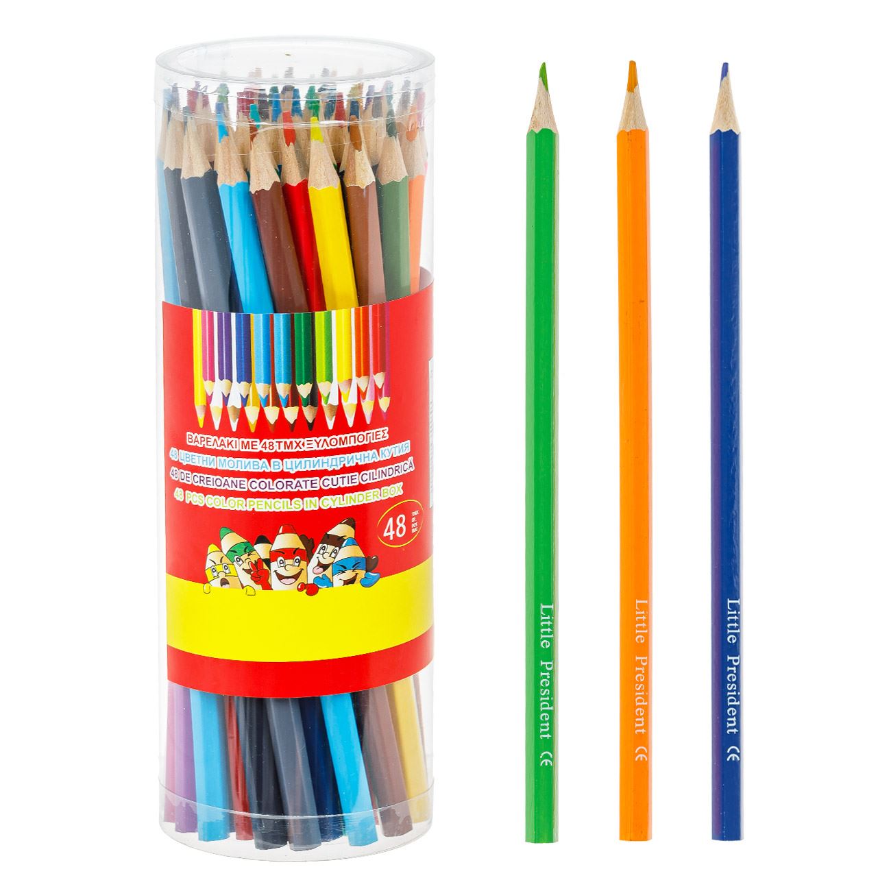 Set Creioane Colorate Subtiri Little President - 48buc